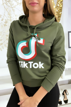 Pull sweat kaki logo Tik Tok