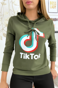 Pull sweat kaki logo Tik Tok