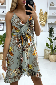 Robe cache coeur à fleur Vert