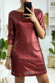 Robe dos nu à paillette Rouge