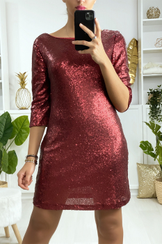 Robe dos nu à paillette Rouge