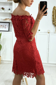 Robe en dentelle élégante Bordeaux