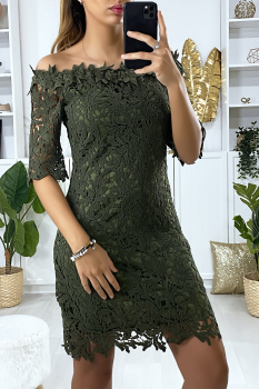 Robe en dentelle élégante Kaki