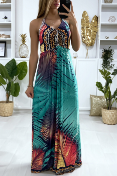Robe longue d'été dos nu Vert