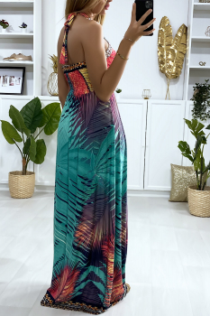Robe longue d'été dos nu Vert