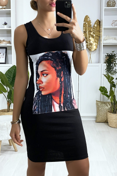 Robe moulante imprimée Noir
