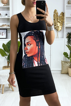 Robe moulante imprimée Noir