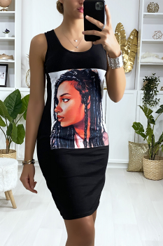Robe moulante imprimée Noir