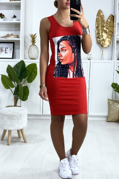 Robe moulante imprimée Rouge