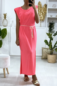 Robe romaine avec ceinture fine Rose