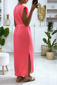 Robe romaine avec ceinture fine Rose