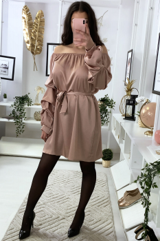 Robe satin neck boat Rose