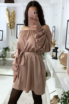 Robe satin neck boat Rose