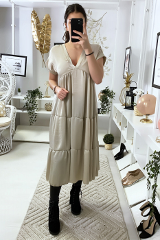 Robe tunique couleur rouge Beige