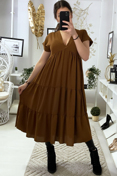 Robe tunique couleur rouge Cognac