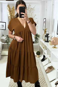 Robe tunique couleur rouge Cognac