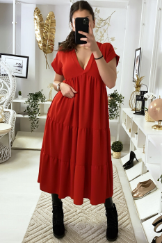 Robe tunique couleur rouge Rouge