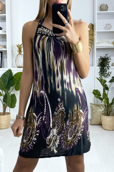 Robe tunique imprimé baroque Violet