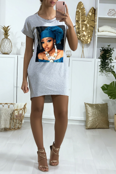 Robe tunique imprimé Gris