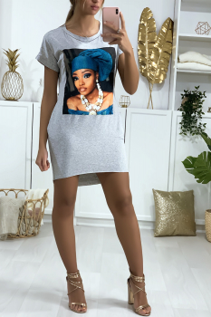 Robe tunique imprimé Gris