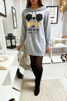 Sweat capuche longue MICKEY Gris