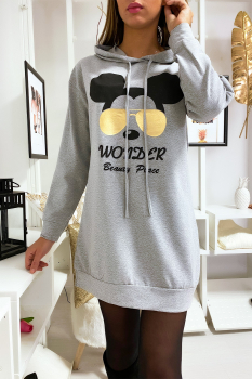 Sweat capuche longue MICKEY Gris