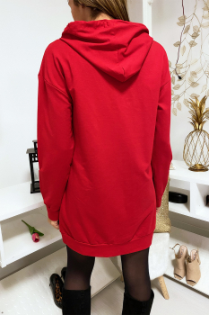 Sweat capuche longue MICKEY Rouge