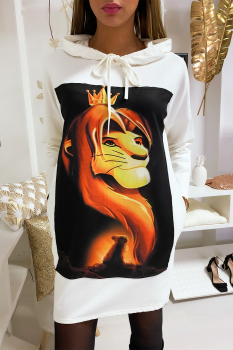Sweat imprimé Roi Lion Blanc