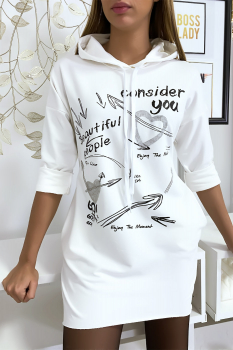 Sweat long imprimé Blanc