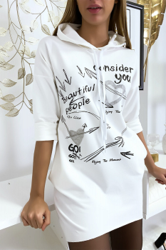 Sweat long imprimé Blanc