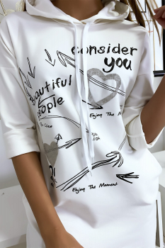 Sweat long imprimé Blanc