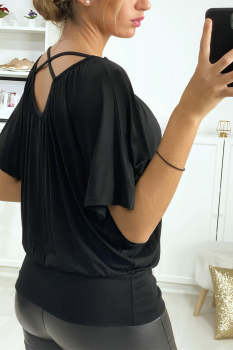 Top chauve souris Noir