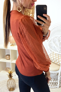 Top longue manche bishop Cognac