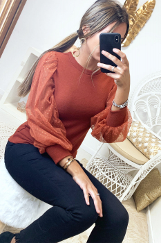 Top longue manche bishop Cognac