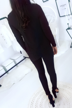 Veste Blazer Asymétrique Noir à Poche Zip. Veste Femme. 1459