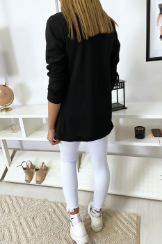 Veste Blazer noir col châle avec poches. Blazer femme 1526