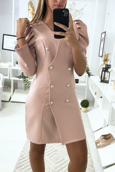 Veste longue manche gigot Rose