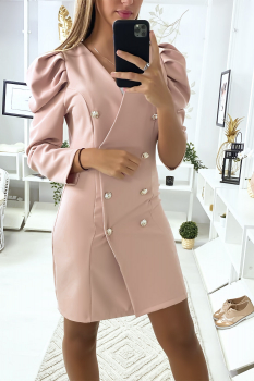 Veste longue manche gigot Rose